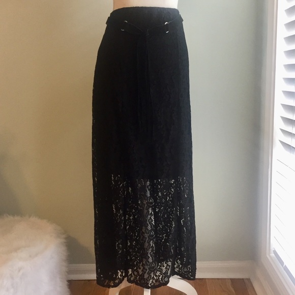 Faded Glory Dresses & Skirts - NWOT Lace Maxi Skirt with Belt, Black Lace
